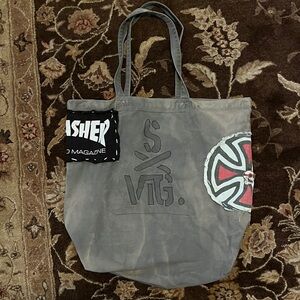 Custom Skater/Punk Gray Tote Bag